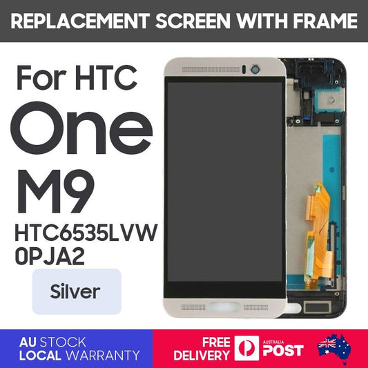 New Replacement LCD Display Touch Screen With Frame for HTC One M9- Silver