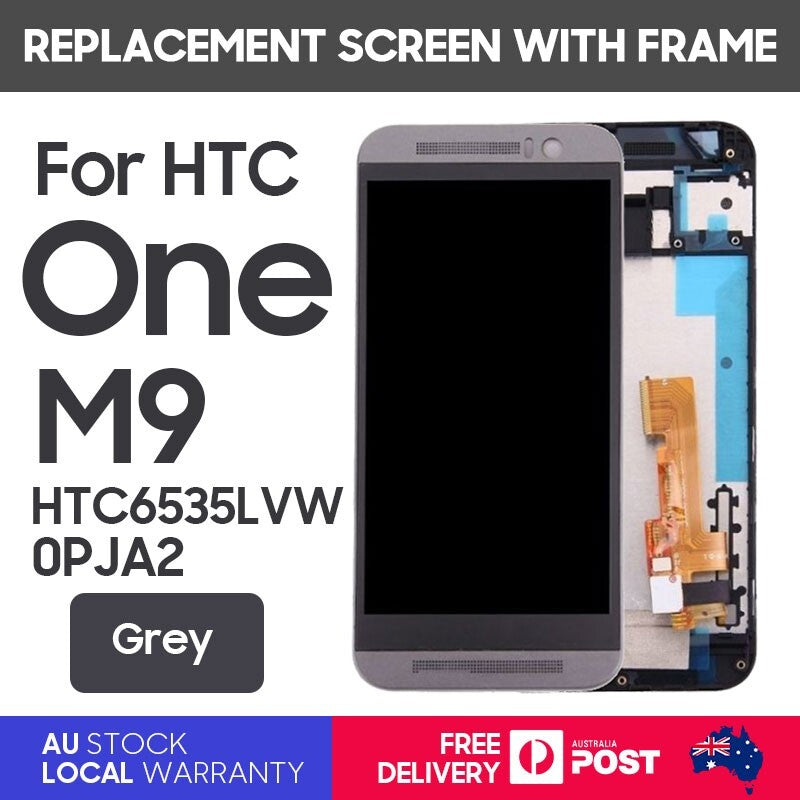 New Replacement LCD Display Touch Screen With Frame for HTC One M9- Grey