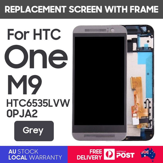 New Replacement LCD Display Touch Screen With Frame for HTC One M9- Grey