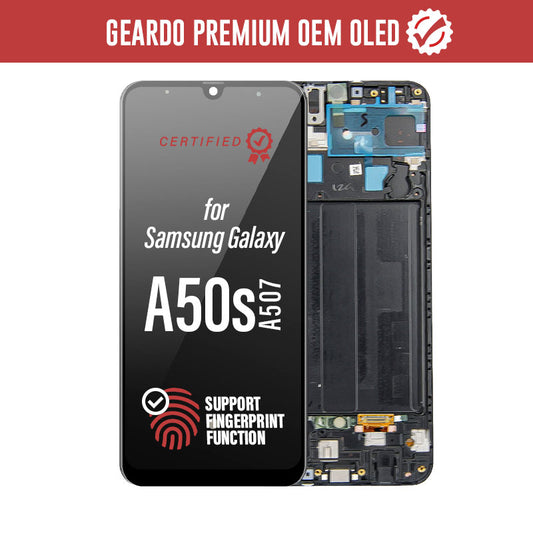 Geardo Premium OEM OLED LCD Touch Screen Assembly + Frame Replacement For Galaxy A50s A507