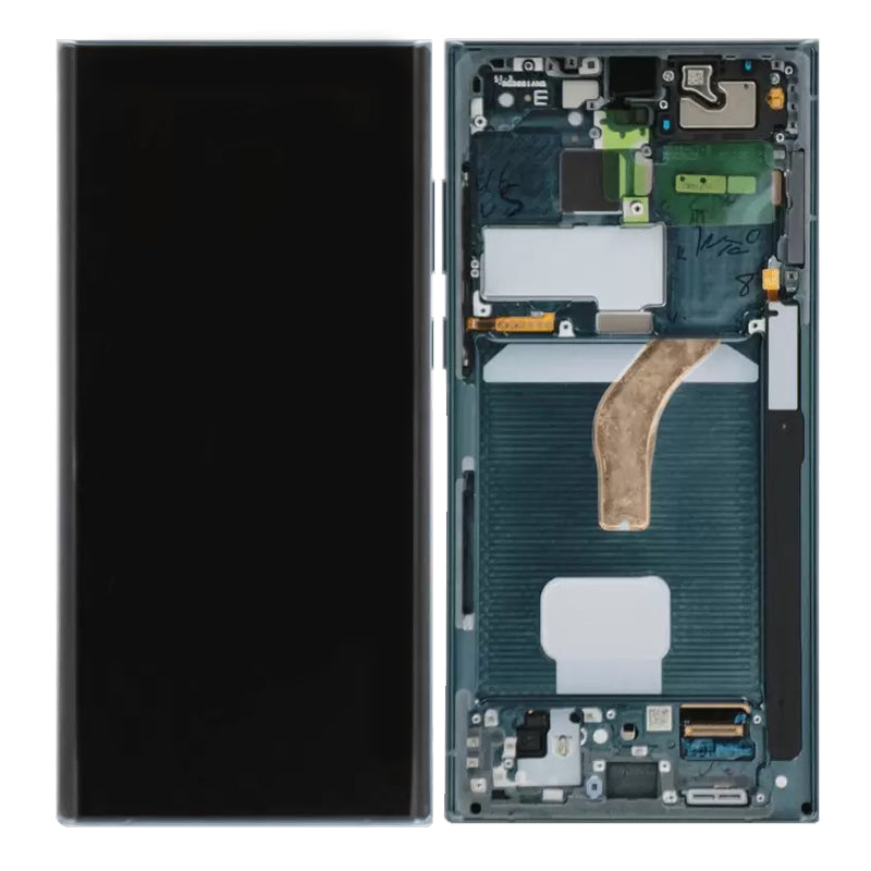 LCD Digitizer Screen Assembly with Frame Service Pack Replacement for Galaxy S22 Ultra 5G S908 - Green