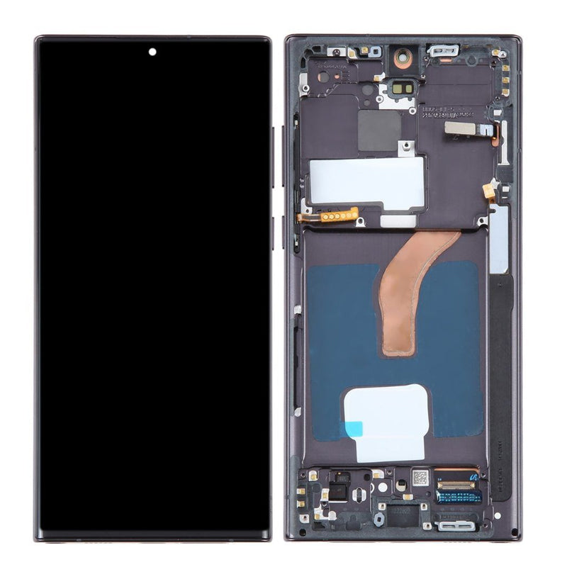 OLED LCD Digitizer Screen Assembly with Frame Replacement for Galaxy S22 Ultra 5G S908 - Phantom Black