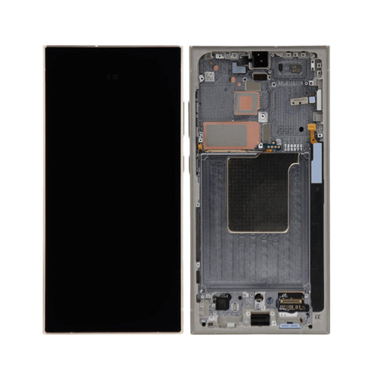 LCD Digitizer Screen Assembly with Frame Service Pack Replacement for Galaxy S24 Ultra S928 - Titanium Grey