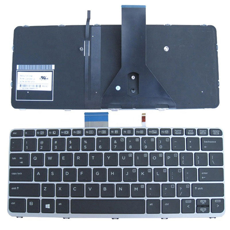 Backlit Laptop Keyboard Replacement For HP EliteBook Folio 1020 1030 G1 US Silver Frame