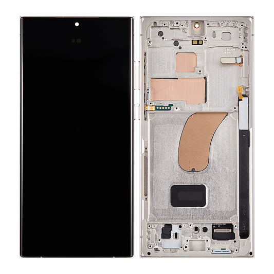 LCD Digitizer Screen Assembly with Frame Service Pack Replacement for Galaxy S23 Ultra S918 - Cream