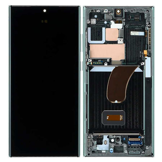 LCD Digitizer Screen Assembly with Frame Service Pack Replacement for Galaxy S23 Ultra S918 - Sky Blue/Lime