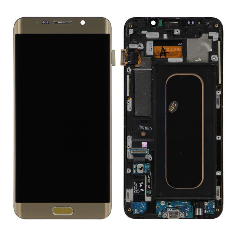 Original LCD Digitizer Screen Assembly with Frame for Galaxy S6 Edge Plus G928 - Gold