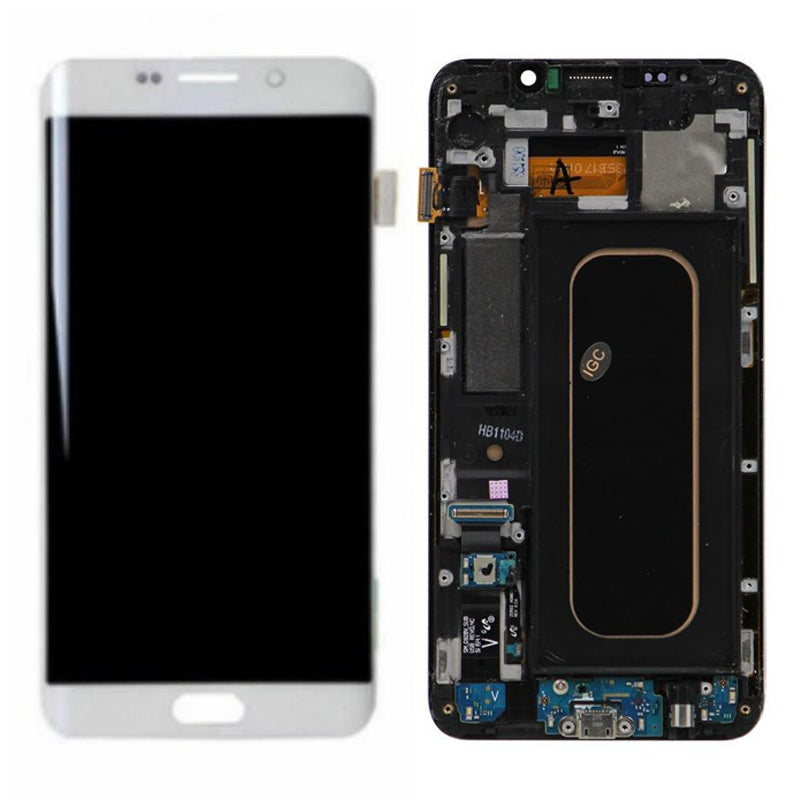 Original LCD Digitizer Screen Assembly with Frame for Galaxy S6 Edge Plus G928 - White
