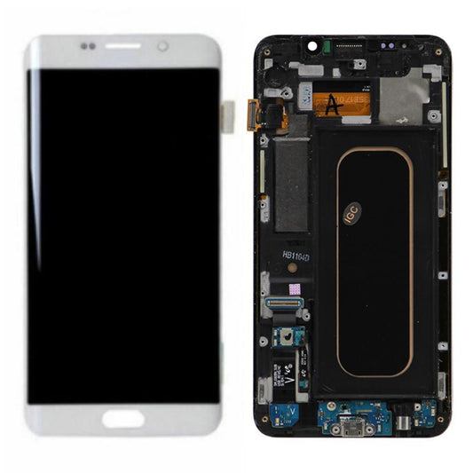 Original LCD Digitizer Screen Assembly with Frame for Galaxy S6 Edge Plus G928 - White