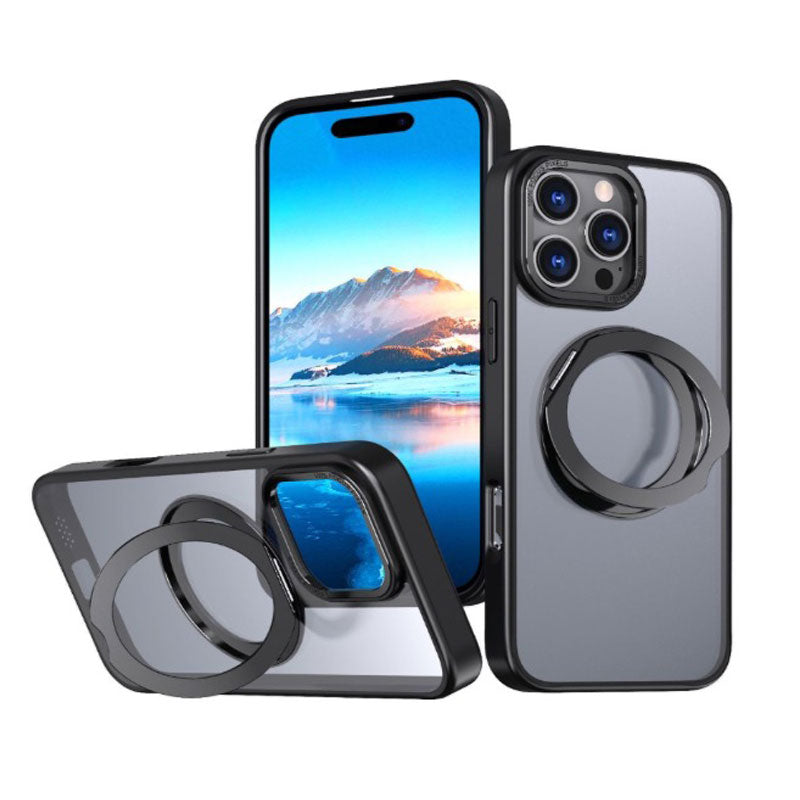 Flex Wave Rotative Magnetic Ring Stand Case Cover for Galaxy S24 Ultra- Black