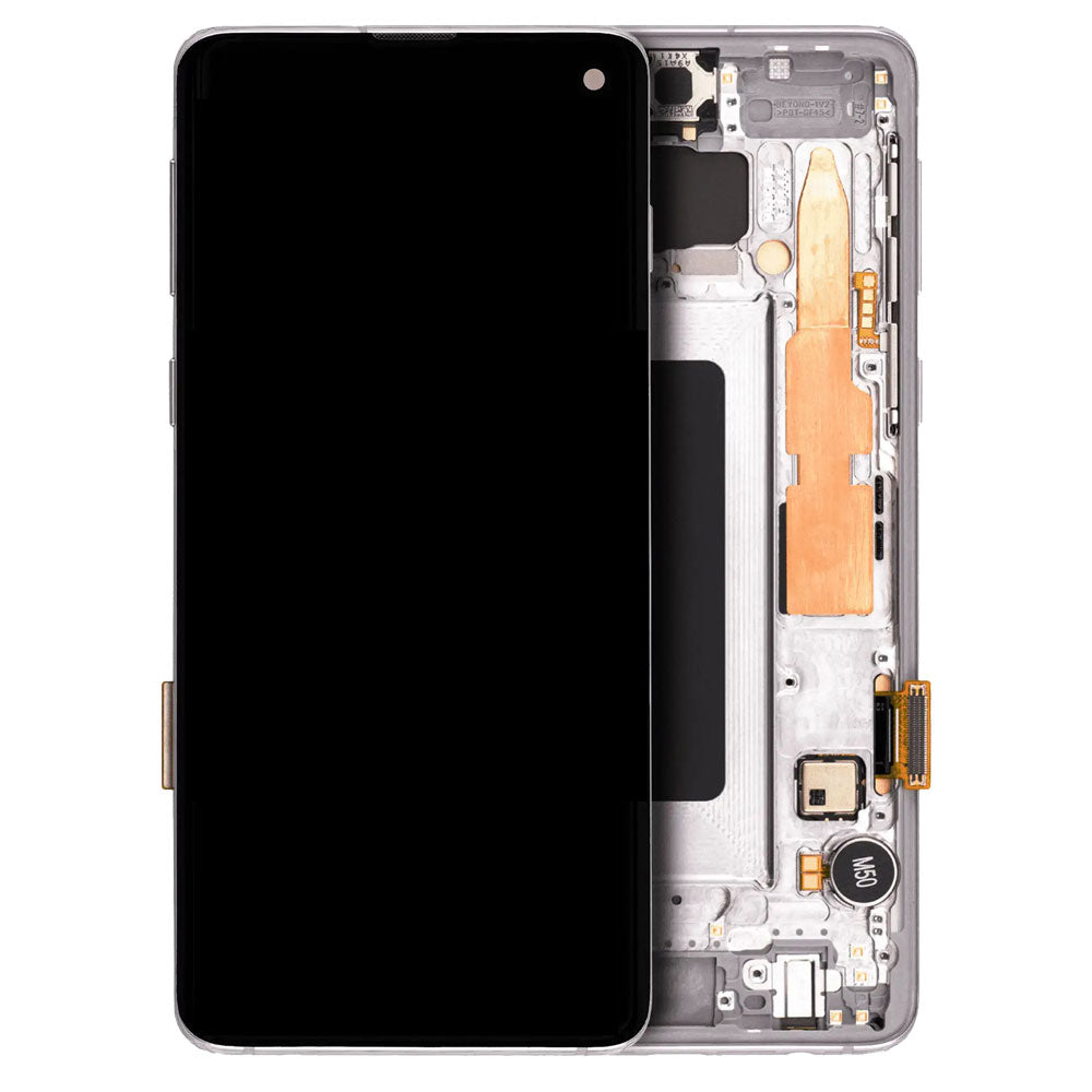 LCD Digitizer Screen Assembly with Frame Refurbished for Galaxy S10- White