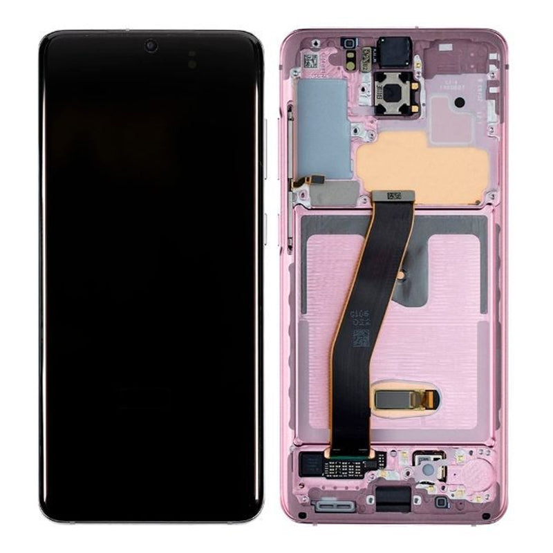 LCD Digitizer Screen Assembly with Frame Service Pack for Galaxy S20/ S20 5G G981 - Cloud Pink