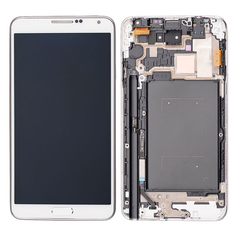 LCD Touch Screen Assembly with Frame For Galaxy Note 3 - White