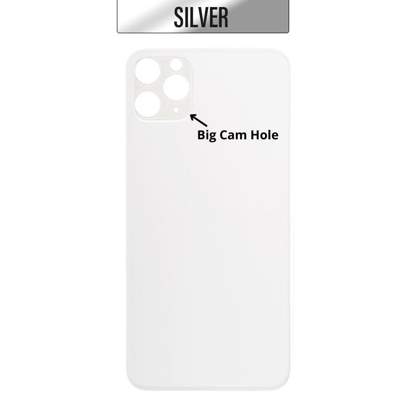 iPhone 11 Pro Max Back Glass Cover (Big Camera Hole) - Silver