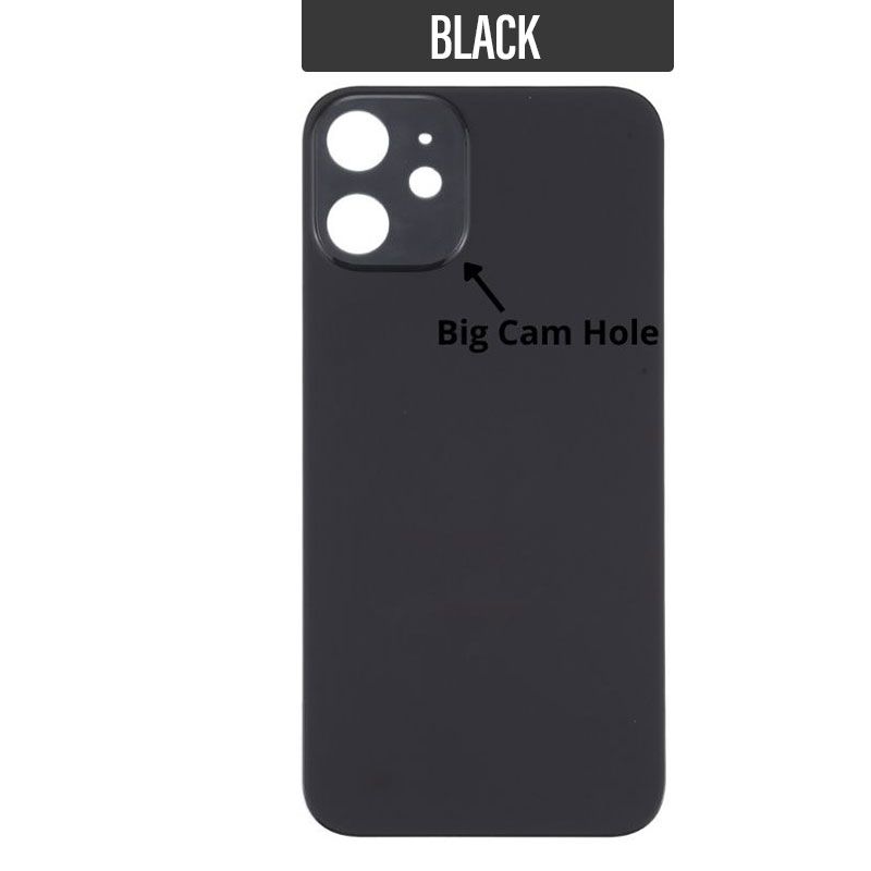 iPhone 12 Back Glass Cover (Big Camera Hole) - Black