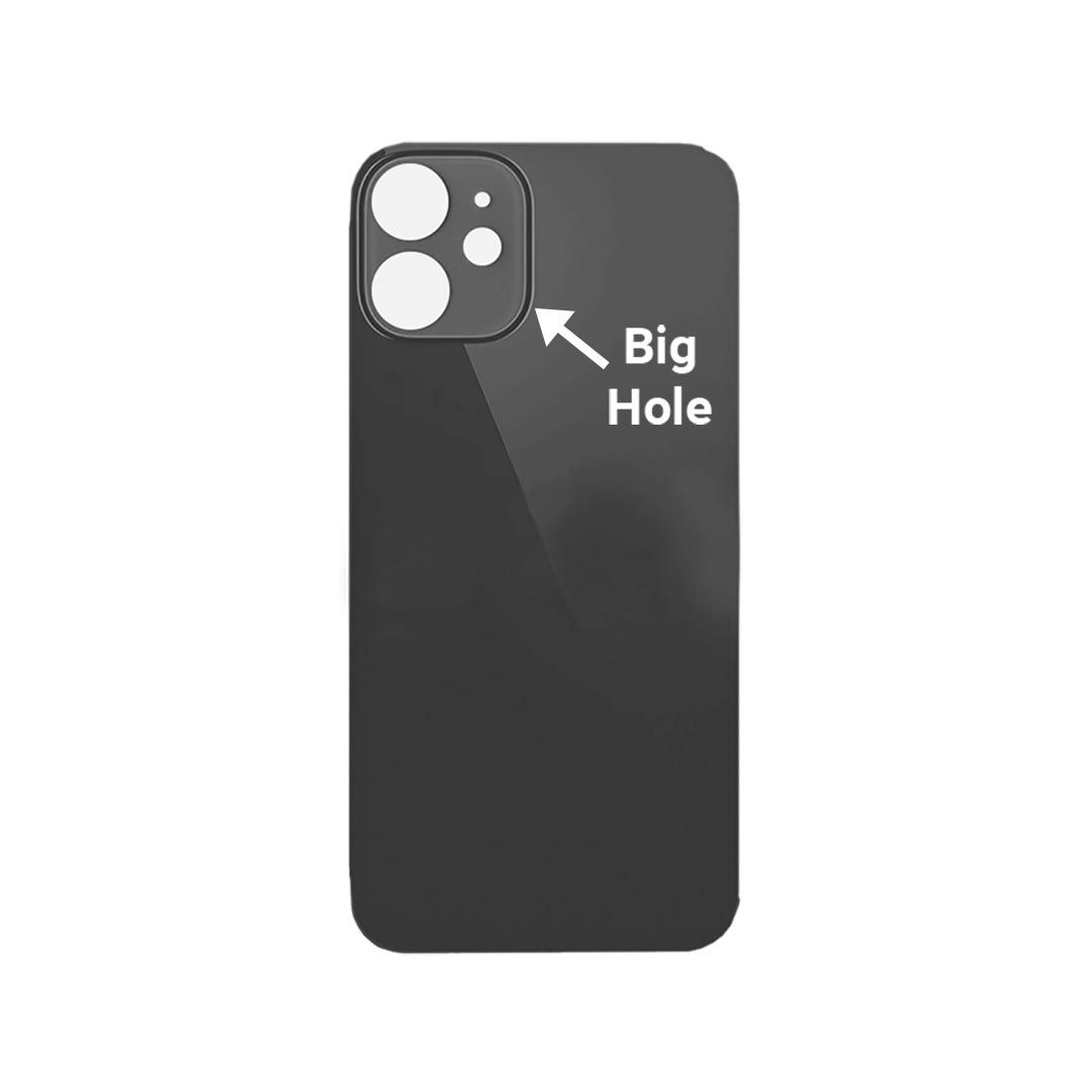 iPhone 12 Mini Back Glass Cover (Big Camera Hole) - Black