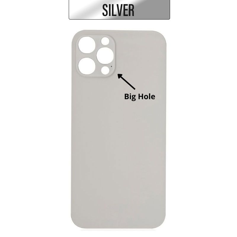 iPhone 12 Pro Back Glass Cover (Big Camera Hole) - Silver