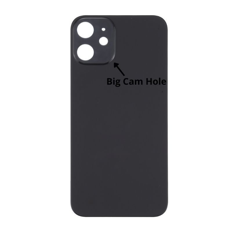iPhone 12 Back Glass Cover (Big Camera Hole) - Black