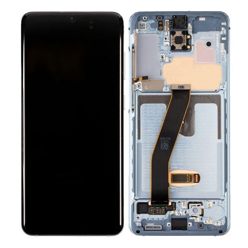 LCD Digitizer Screen Assembly with Frame Service Pack for Galaxy S20/ S20 5G G981 - Cloud Blue