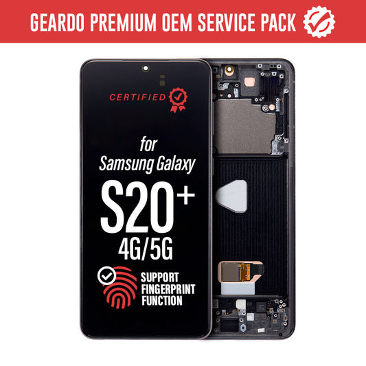 Geardo Premium OEM Service Pack LCD Touch Screen Assembly with Frame for Galaxy S20 Plus G985 | S20 Plus 5G G986