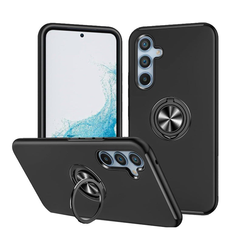 Magnetic Ring Stand Hybrid Case Cover For Galaxy A37 5G - Black