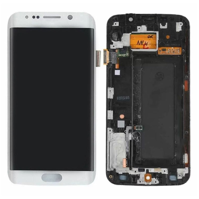 Original LCD Digitizer Screen Assembly with Frame  for Galaxy S6 Edge G925 - White