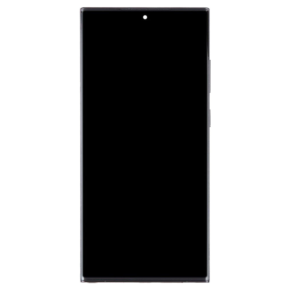 OLED LCD Digitizer Screen Assembly with Frame Replacement for Galaxy S23 Ultra S918- Phantom Black