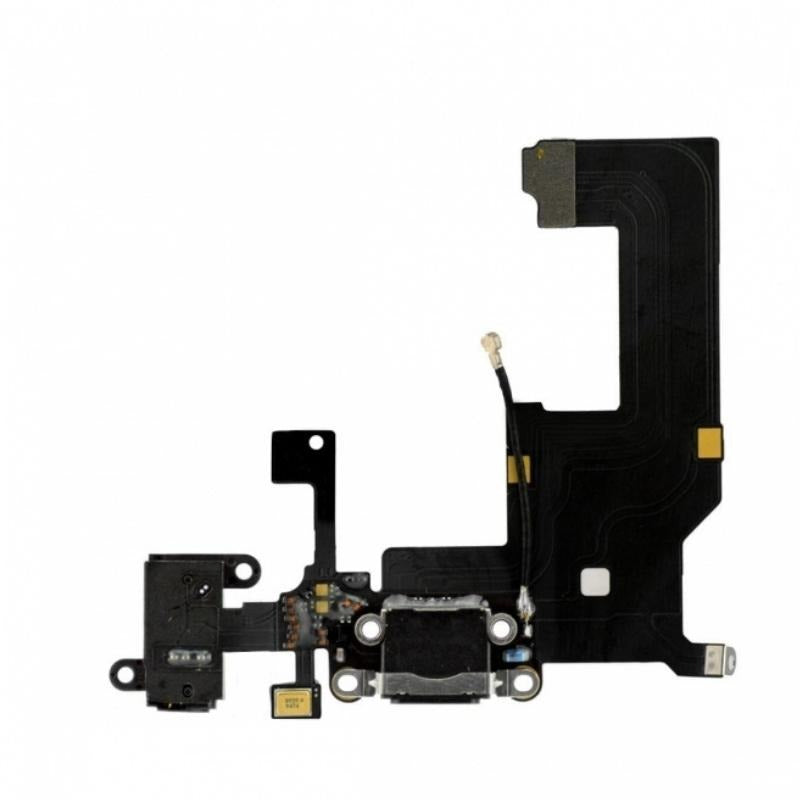 Charging Port Flex Handsfree Port Cable with Mic For iPhone 5 - Black