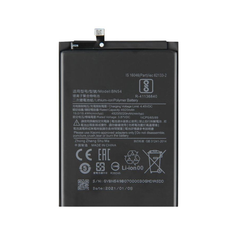 Battery Replacement for Xiaomi Redmi Note 9/ Redmi 9/ 10x- BN54