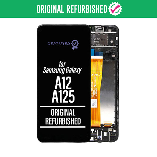 Original Refurbished LCD Touch Screen Assembly + Frame Compatible For Galaxy A12 A125