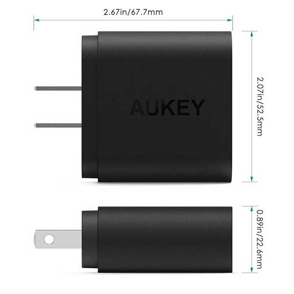 Aukey PA-U28 Fast Wall Charger with 1M length Micro USB Data Cable Black