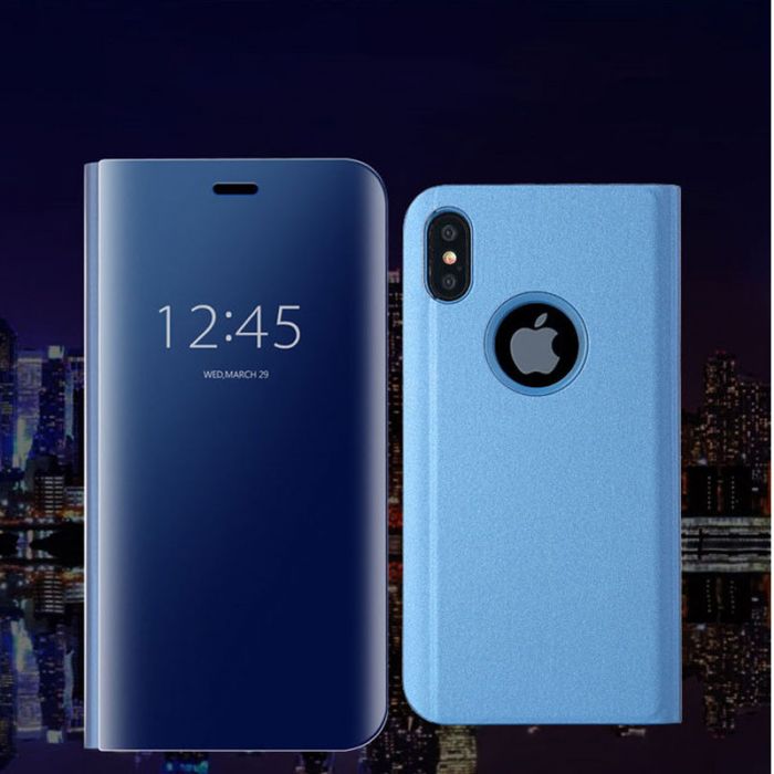 Luxury Mirror Flip Stand Clear Case Cover for iPhone X / XS