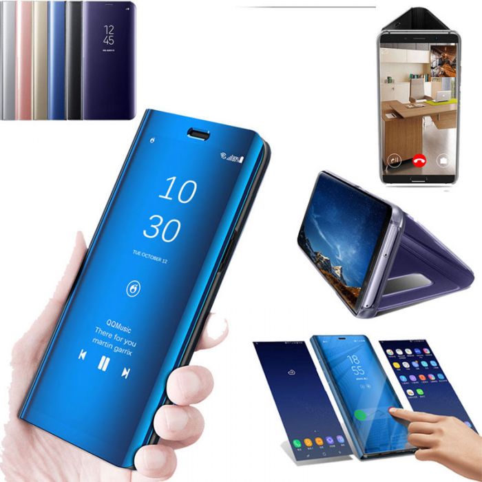 Luxury Mirror Flip Stand Clear Case Cover for iPhone X / XS