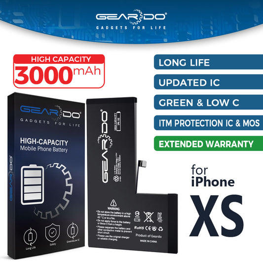Premium Geardo Battery High Capacity 3000mAh Compatible for iPhone XS