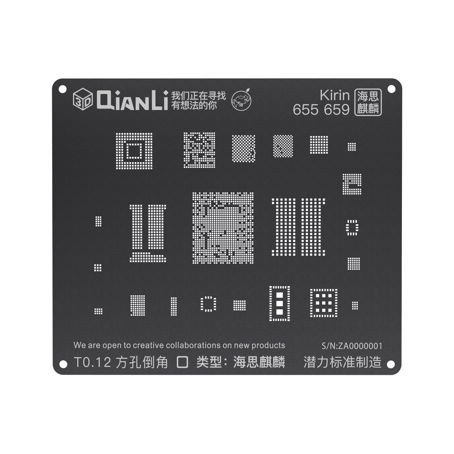 QianLi 3D Black Stencil For Android Kirin 655-659