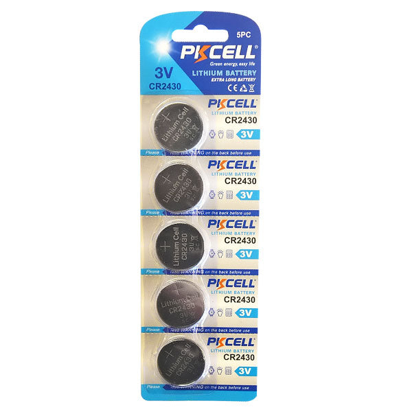 Pkcell Lithium Button Cell CR2430 3.0V 5pcs Pack
