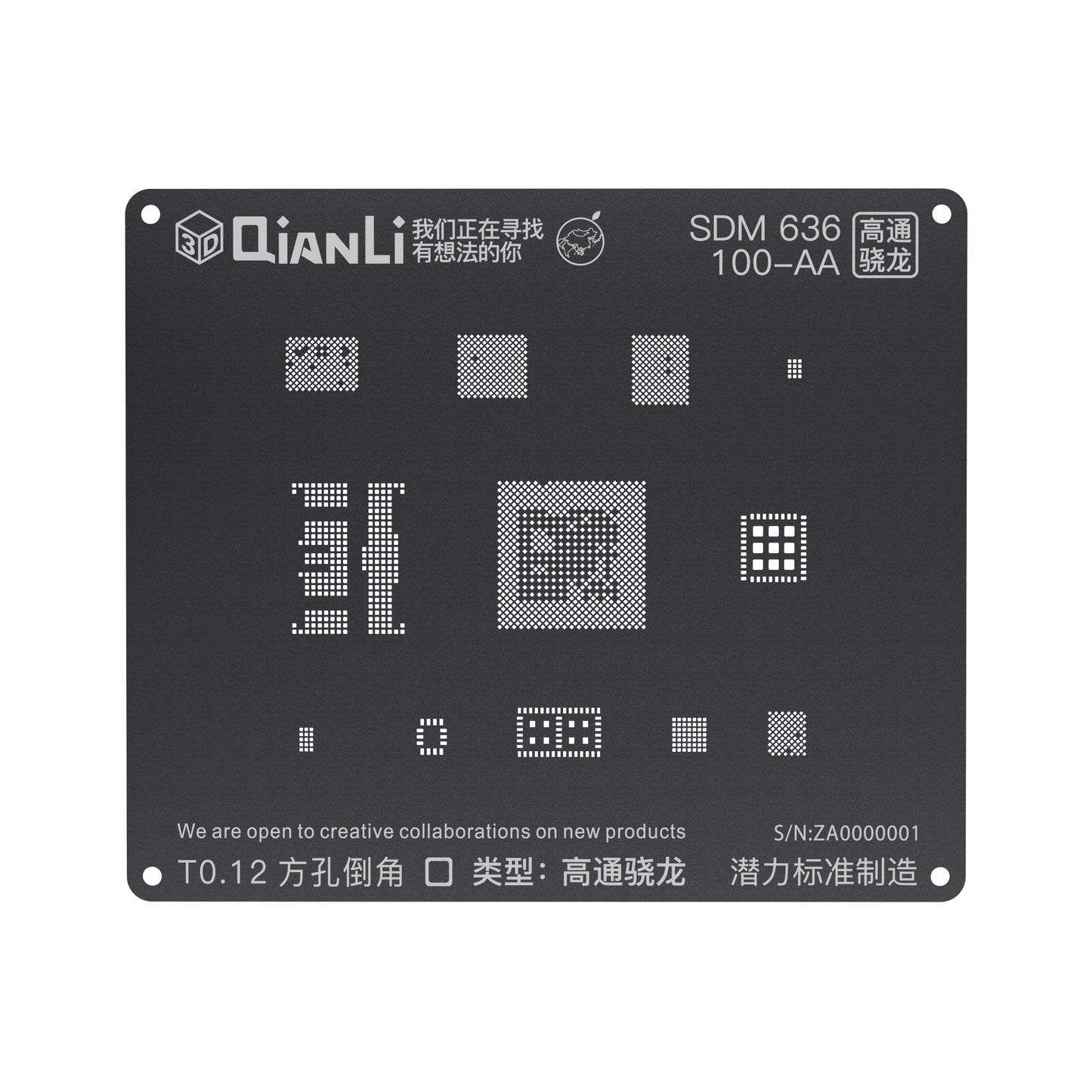 QianLi 3D Black Stencil For Android SDM636 100-AA