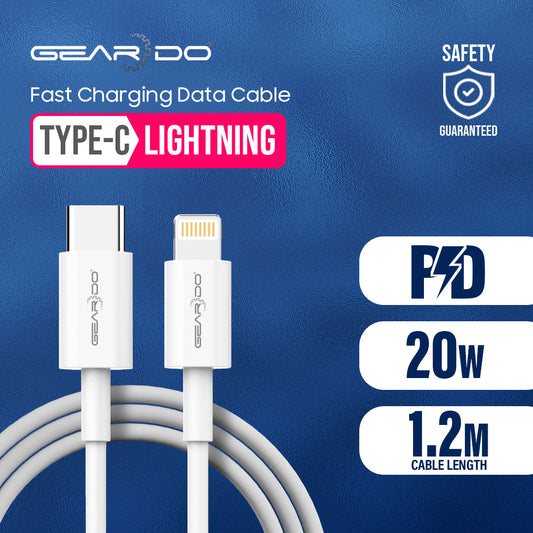 Geardo Premium Type C to Lightning Charging Data Cable 1.2m 20W