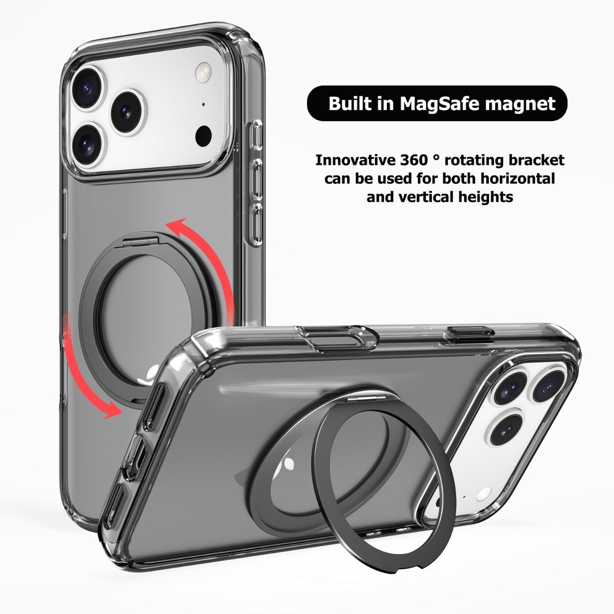 Stay Black Rotative Magsafe Ring Case Cover for Galaxy S26 Ultra