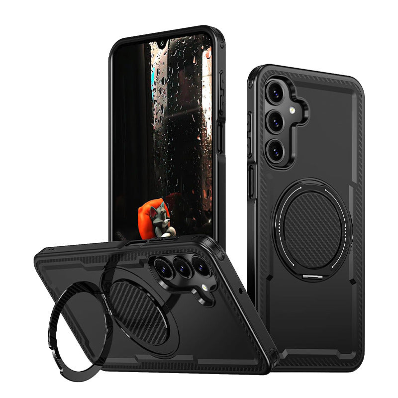 Rotative Ring Stand Armour Case for Galaxy A37 5G - Black