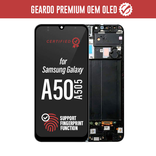 Geardo Premium OEM OLED LCD Touch Screen Assembly + Frame Replacement For Galaxy A50 2019 A505