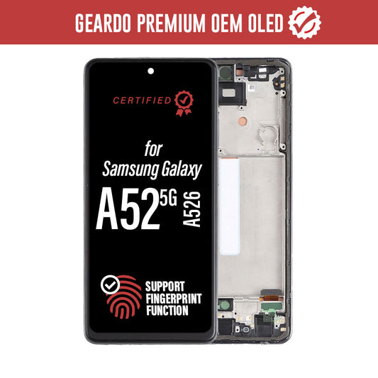 Geardo Premium OEM OLED LCD Touch Screen Assembly + Frame Replacement For Galaxy A52 5G 2021 A526