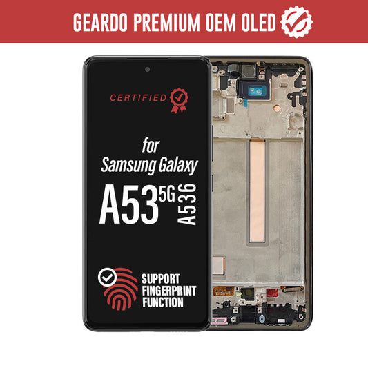 Geardo Premium OEM OLED LCD Touch Screen Assembly + Frame Replacement For Galaxy A53 5G 2022 A536