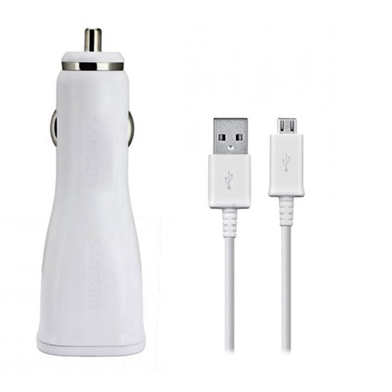 Dual USB-A 15W Fast Charging Car Charger with Micro USB Cable