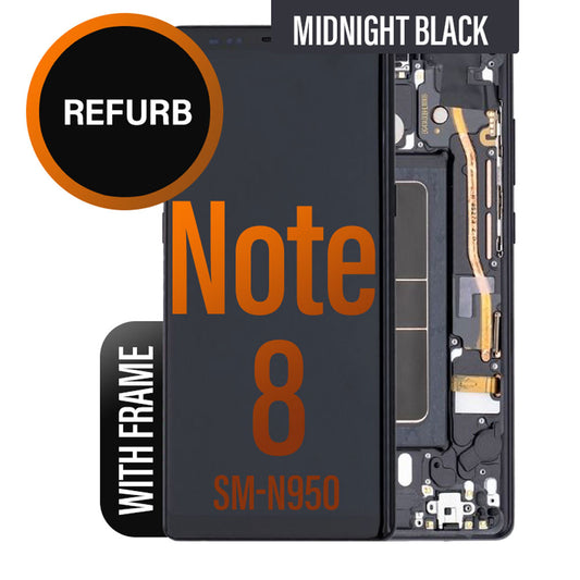 Refurbished Galaxy Note 8 LCD Touch Screen Assembly with Frame - Midnight Black
