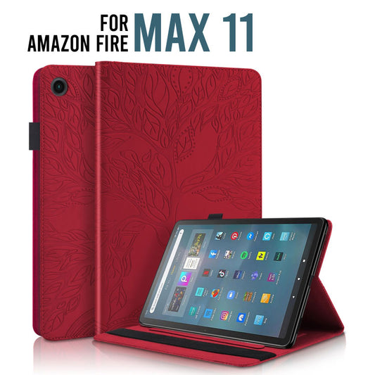 Horizontal Flip Leather Tablet Case For Amazon Fire Max 11 Life Tree Series