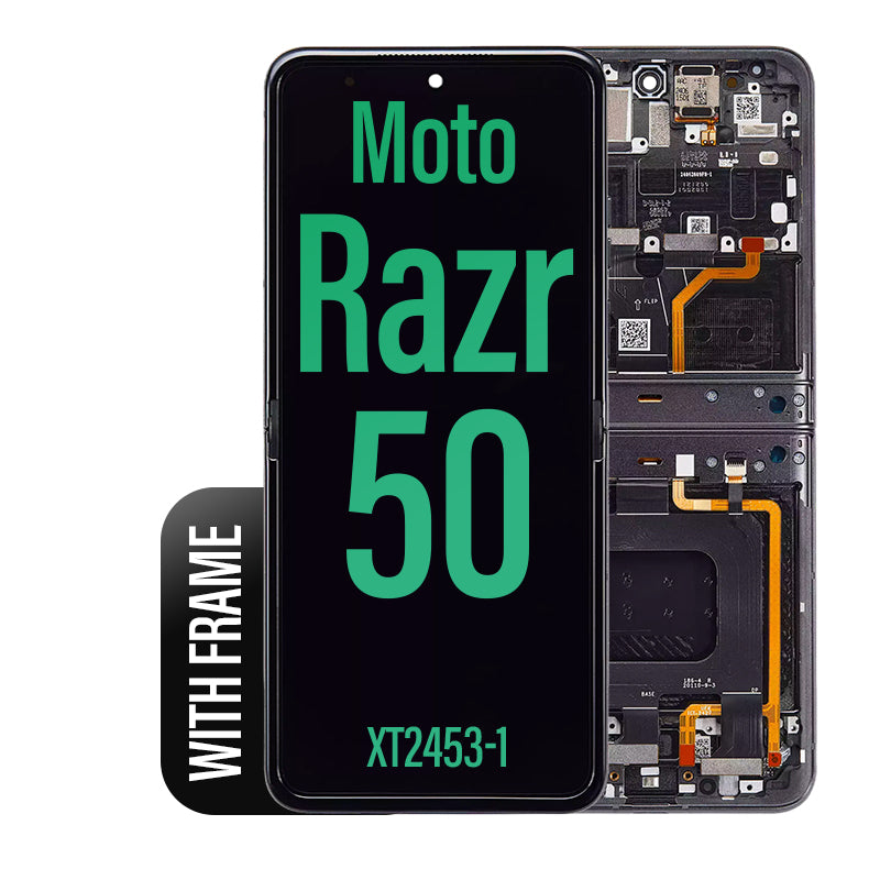 LCD Touch Screen Assembly with Frame (Main) For Moto Razr 50 - Black