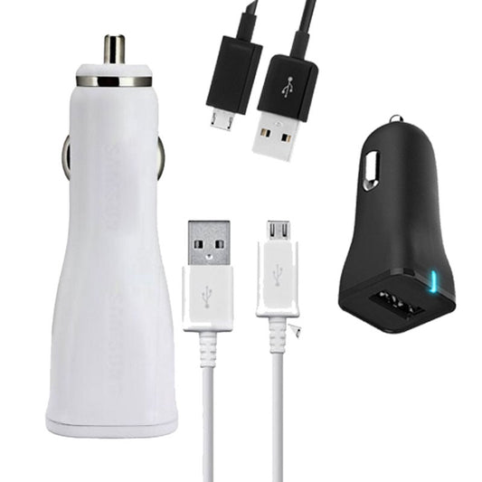 Dual USB-A 15W Fast Charging Car Charger with Micro USB Cable