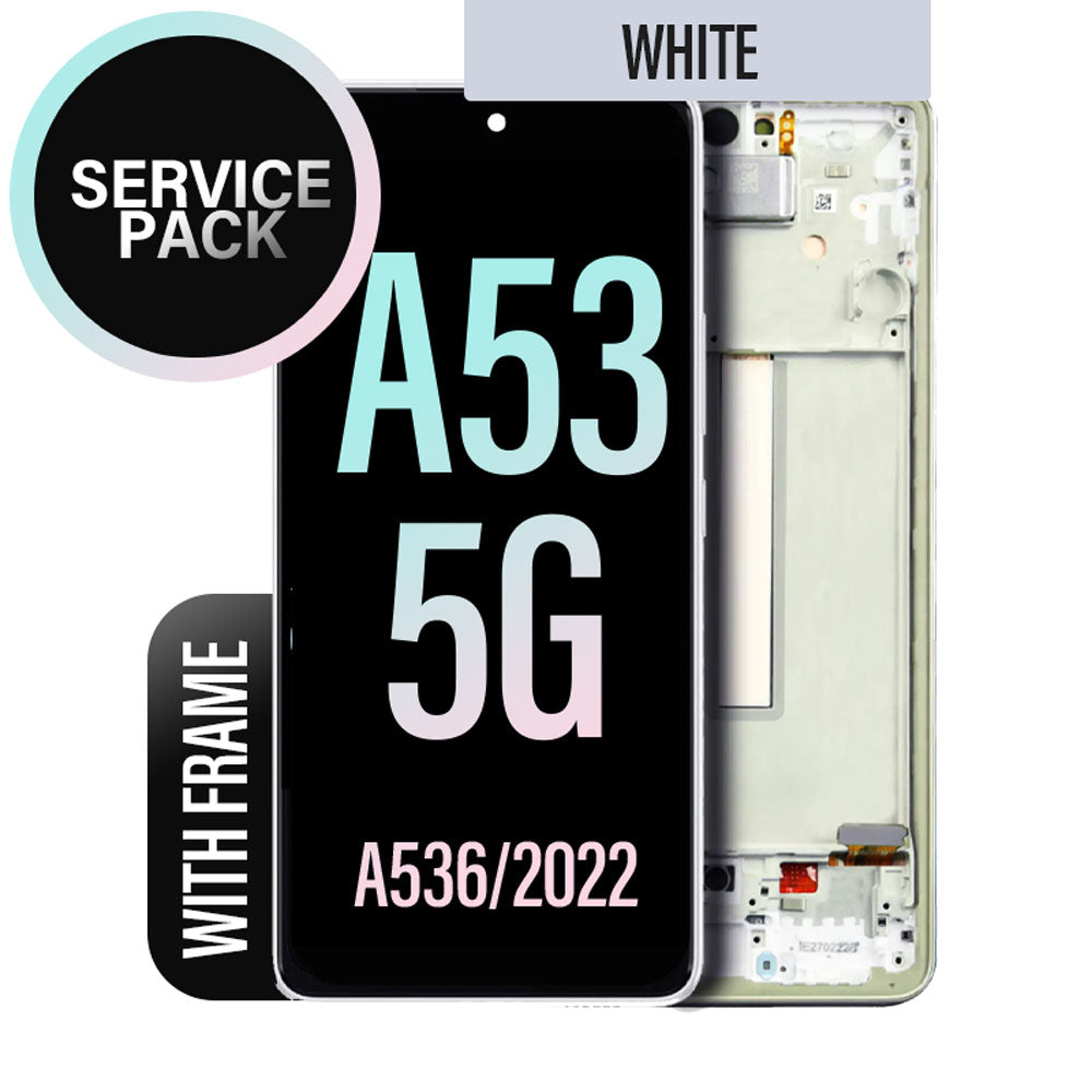 LCD Digitizer Screen Assembly with Frame Service Pack for Galaxy A53 5G 2022 A536- White