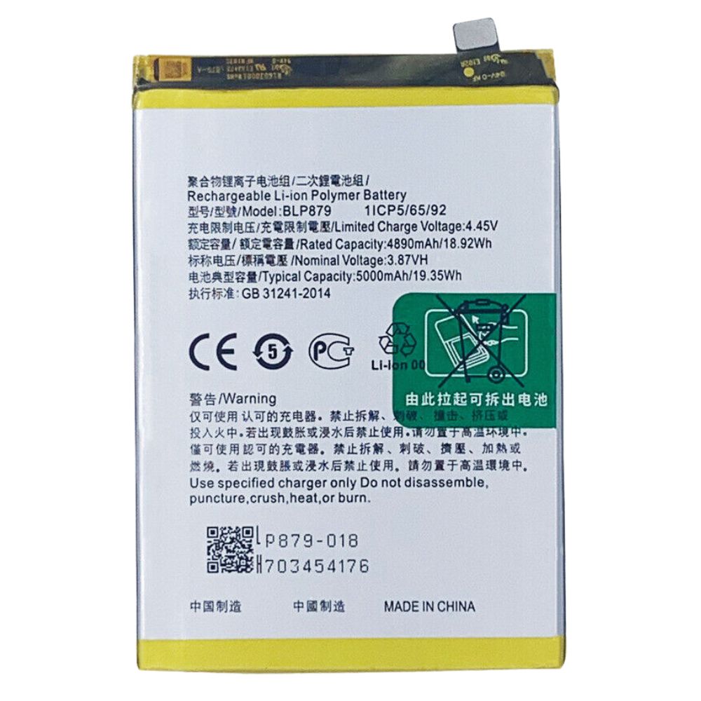 Battery Replacement for Oppo A96/ A36 BLP879